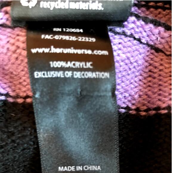 Kikis Delivery Service JiJi Black Cat Purple and Black Stripe Zip Cardigan sz S - Picture 6 of 8